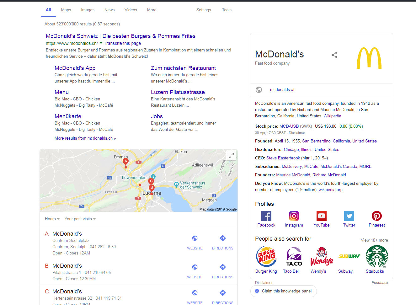 see google search results for other locations on mac